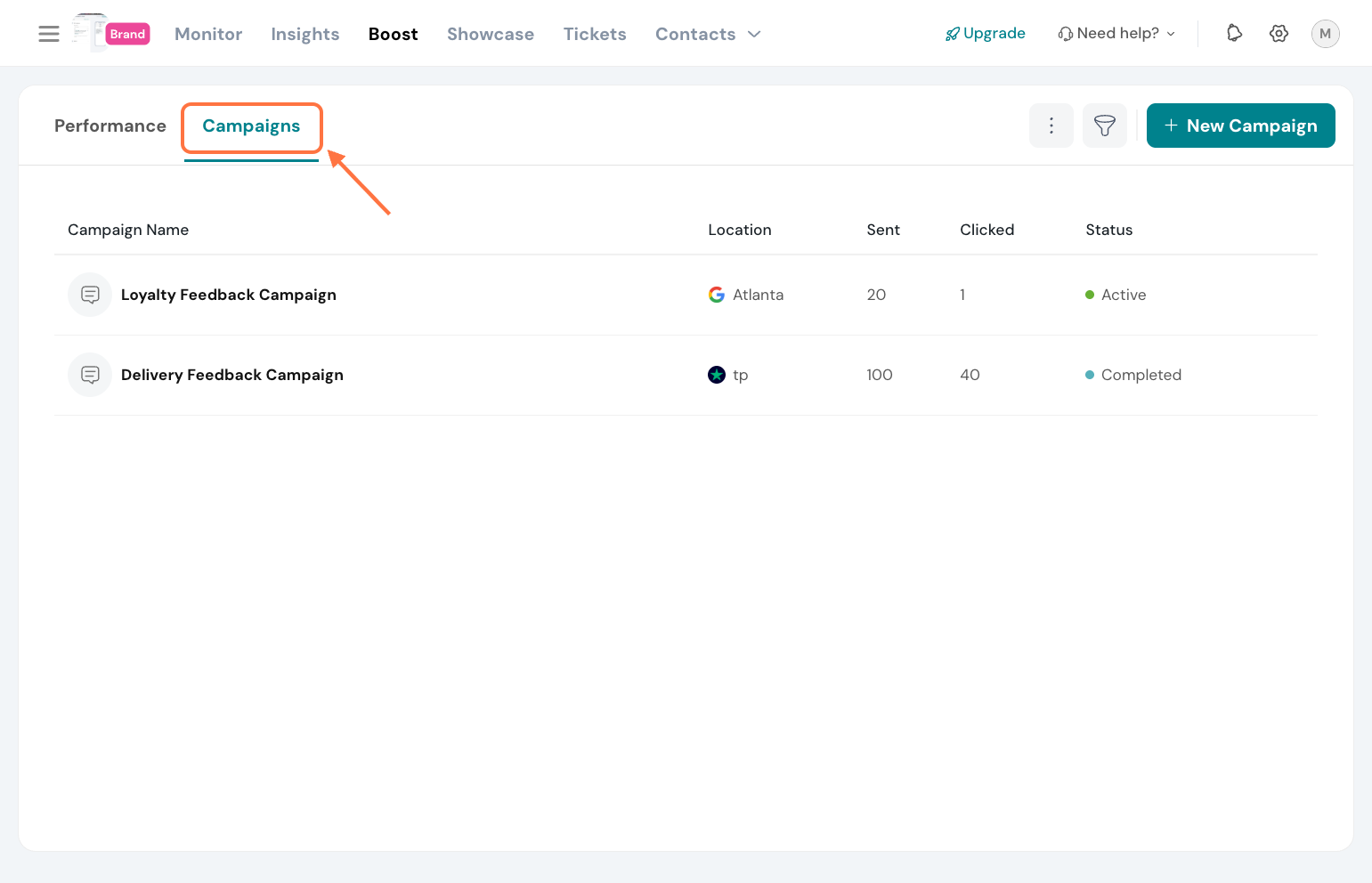 Click on Campaigns
